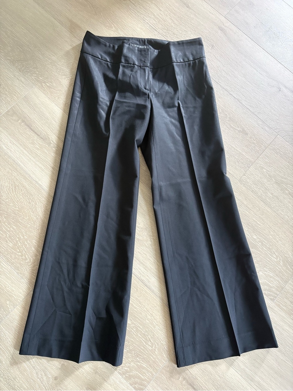 Theory Wool Blend Black Wide-Leg Dress Pants Made in USA